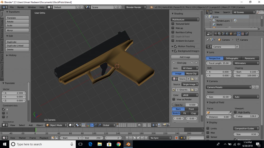 Low-Poly Glock preview image 2
